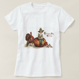 Camiseta Peruano Fofo de Ação de Graças Abóbora Folhas de O