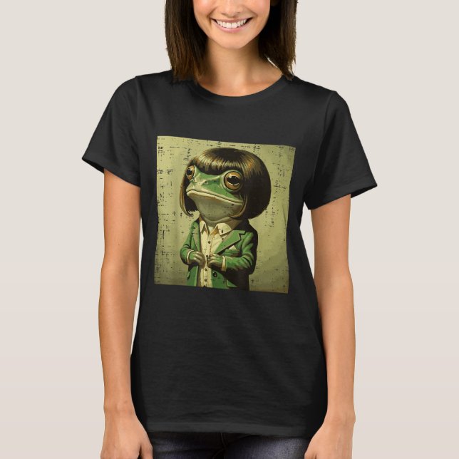 Camiseta Peruca de Cabelo Bob com Franja de Sapo Meme Engra (Frente)