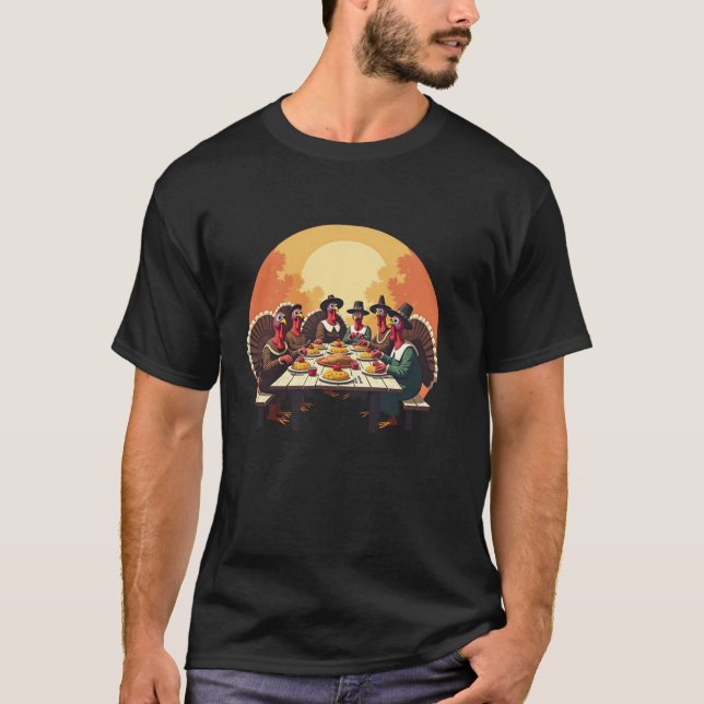 Camiseta Perus Comendo Janto de Ação de Graças (Frente)