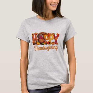 Camiseta Perus Felizes de Ação de Graças Caem