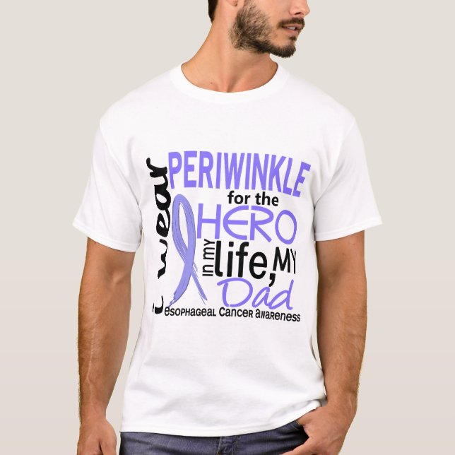 Camiseta Pervinca para o cancer esofágico do pai do herói 2 (Frente)