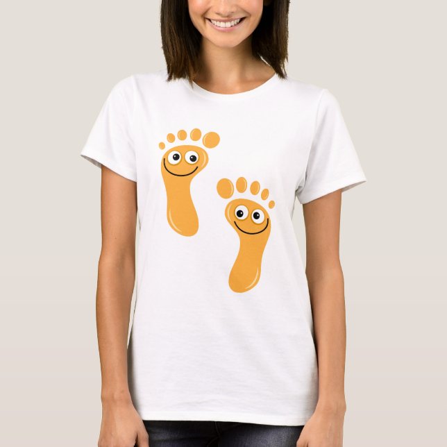 Camiseta Pés alaranjados felizes (Frente)