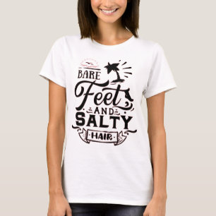CAMISETA PÉS DESCALÇOS E CABELOS SALGADOS - AMANTE DA PRAIA