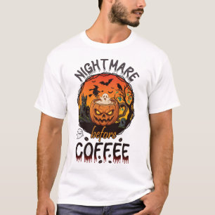 Camiseta Pesadelo Antes do Café Halloween Abóbora Caneca Gh