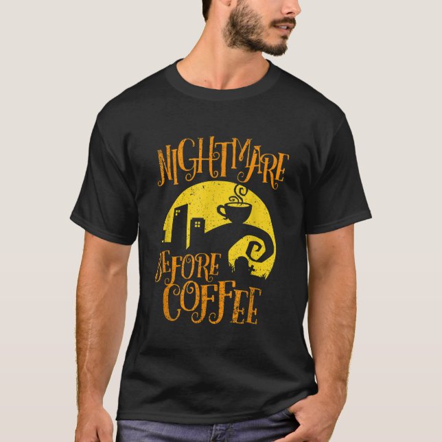 Camiseta Pesadelos antes do café, doações engraçadas para h (Frente)