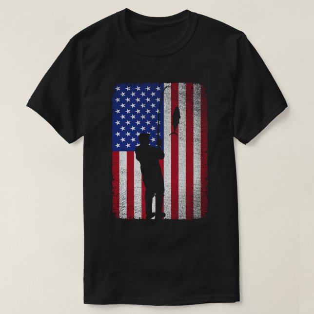 Camiseta Pesca 4 De Julho Dos Estados Unidos (Frente do Design)