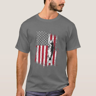 Camiseta Pesca American Flag Vintage USA Pescadores Present