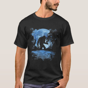 Camiseta Pesca Bigfoot Silhouette Funny Sasquatch Pescador