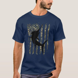 Camiseta Pesca camuflada com pavilhão americano de peixe