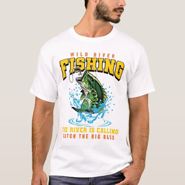 Camiseta Pesca Capturar O Peixe-Presente Do Grande Baixo (Frente)