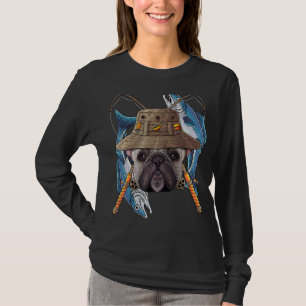 Camiseta Pesca com Bulhdog Francês no Exterior