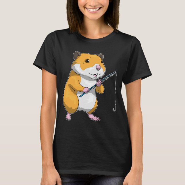 Camiseta Pesca com canas de pesca de peixe-Hamster (Frente)