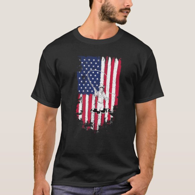Camiseta Pesca com Mosca Bandeira Americana (Frente)