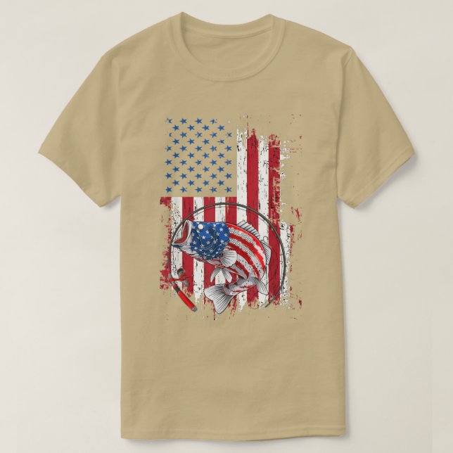 Camiseta Pesca com pavilhão americano Vintage Estados Unido (Frente do Design)