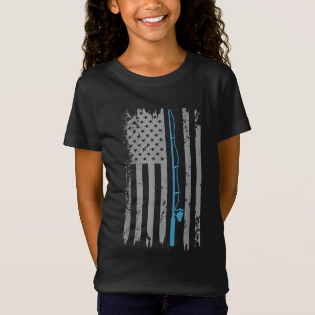 Camiseta Pesca com pinagem com pavilhão americano (Frente)