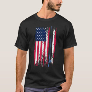 Camiseta Pesca com pinagem com pavilhão americano