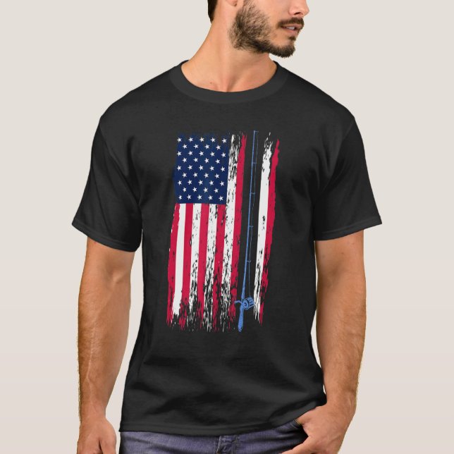 Camiseta Pesca com pinagem com pavilhão americano (Frente)