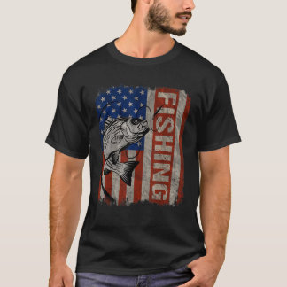 Camiseta Pesca da bandeira americana Vintage 4 de julho Pre