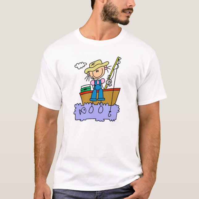 Camiseta Pesca da menina da vara (Frente)