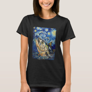 Camiseta Pesca de Atum Atum Rabo Azul Pintura Noite Estrela