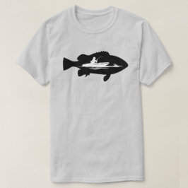 Camiseta Pesca de barcos, preto e branco