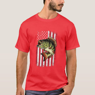 Camiseta Pesca De Bass Bandeira Americana Em 4 De Julho Par