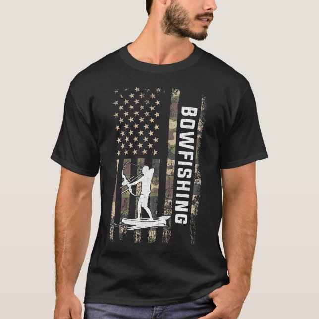 Camiseta Pesca de boliche com pavilhão americano (Frente)
