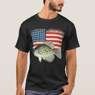 Camiseta Pesca de Crappie Bandeira Americana dos EUA Pescad