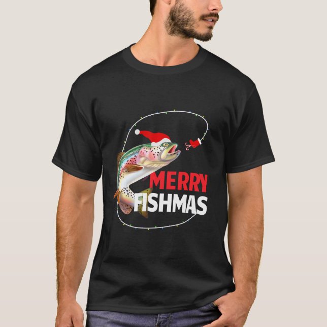 Camiseta Pesca de Feliz Engraçada com Trutas de Pesca (Frente)