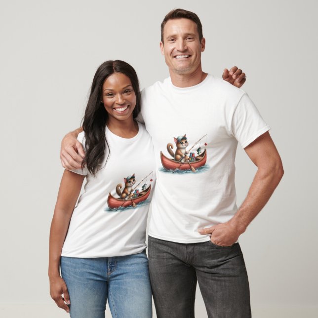 Camiseta Pesca de gato com canoa (Unissex)