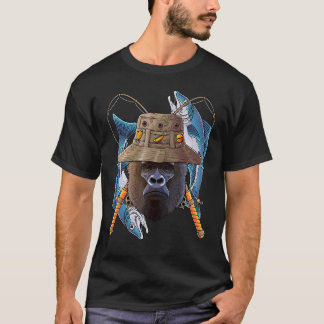 Camiseta Pesca de gorila no exterior Pescador de animais
