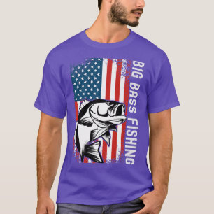 Camiseta Pesca de Grande BaixoBandeira Patriótica dos EUA P