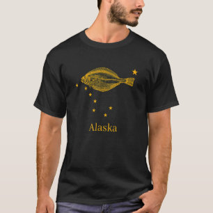Camiseta Pesca de Halibut da Bandeira do Estado do Alasca
