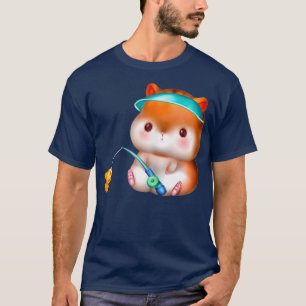 Camiseta Pesca de Hamster de Verão e Captura de Peixes -