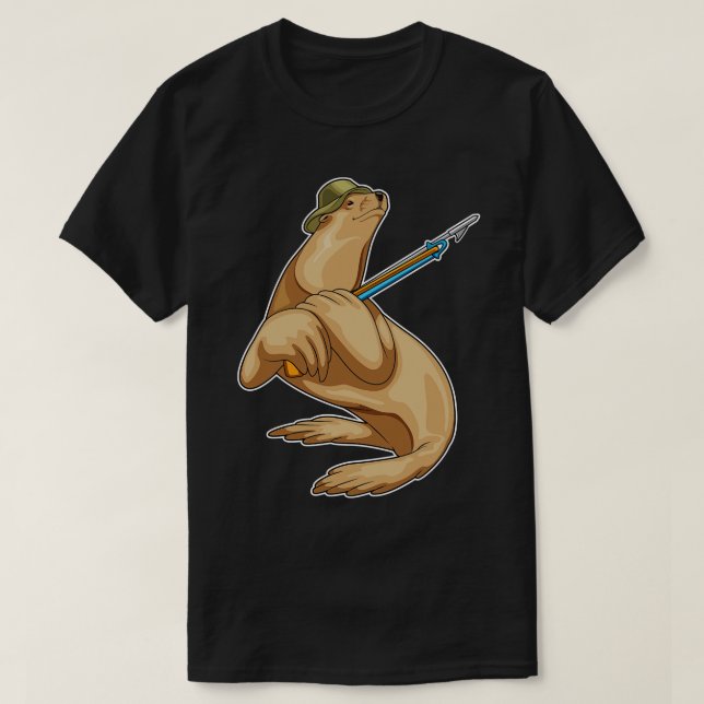Camiseta Pesca de Harpoon com Pesca de Seal Fisher (Frente do Design)