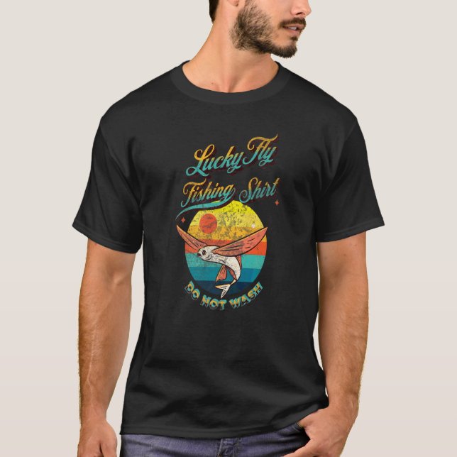 Camiseta Pesca de Mosca Sortuda Não Lavar Antigo (Frente)