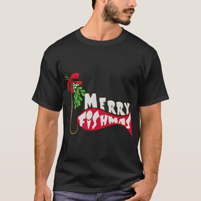 Camiseta Pesca de Natal Engraçado - Pesca Feliz (Frente)