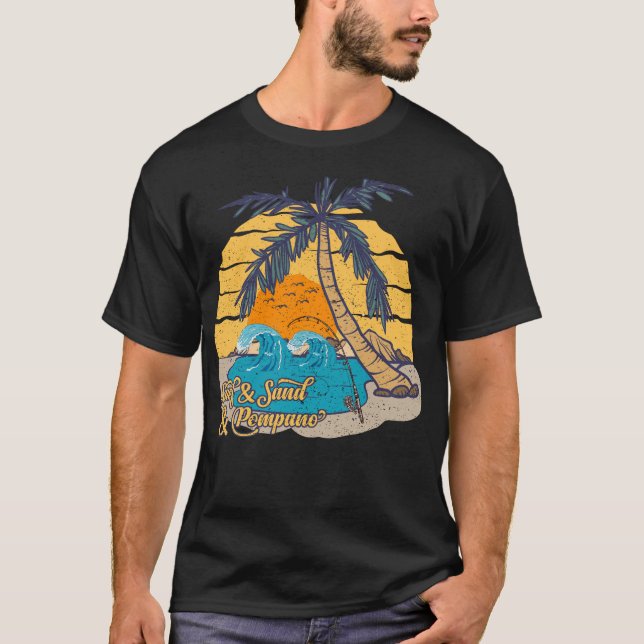 Camiseta Pesca de Pampo Praia Surf Retro (Frente)