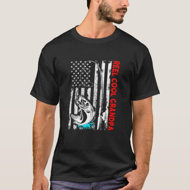 Camiseta Pesca de pavilhão americano da família Vovô Legal (Frente)