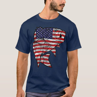 Camiseta Pesca de peixe com pavilhão americano Pescador 4 O