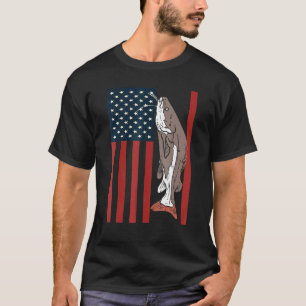 Camiseta Pesca de peixe-peixe Captura Patriótica Americana