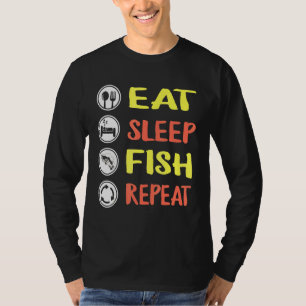 Camiseta Pesca De Peixes Do Sono Repetição Para Homens Pesc