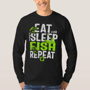 Camiseta Pesca De Peixes Do Sono Repetição Para Homens Pesc