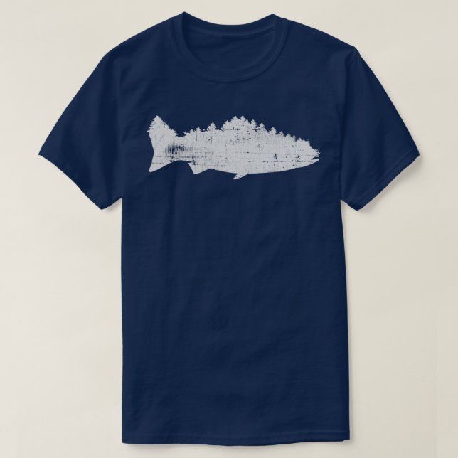 Camiseta Pesca de Peixes e Florestas para Peixes Masculinos (Frente do Design)