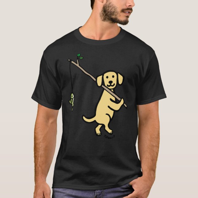 Camiseta Pesca de Retriever de Labrador Amarelo (Frente)