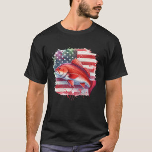 Camiseta Pesca de Robalo com Bandeira Americana