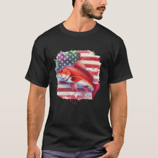 Camiseta Pesca de Robalo com Bandeira Americana