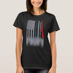 Camiseta Pesca de Rod Caça Rifle Bandeira Americana