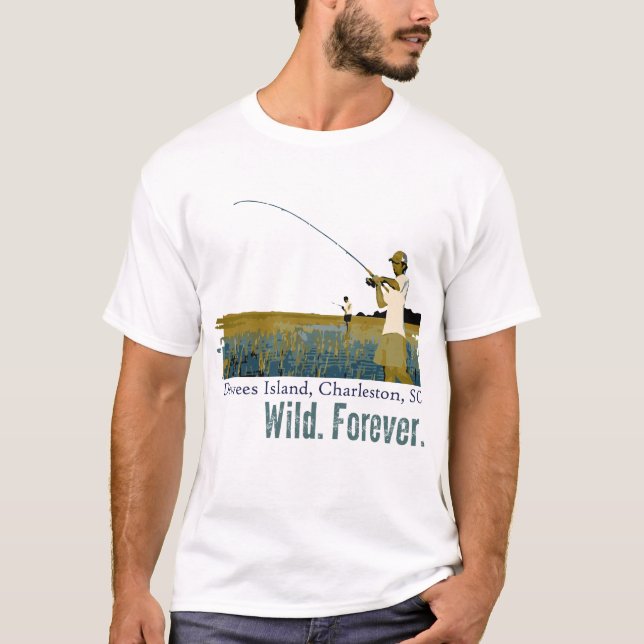 Camiseta Pesca de Rod e de carretel no pântano da ilha de (Frente)