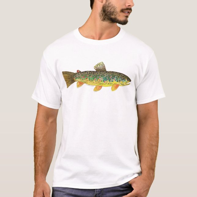 Camiseta Pesca de truta marrom (Frente)